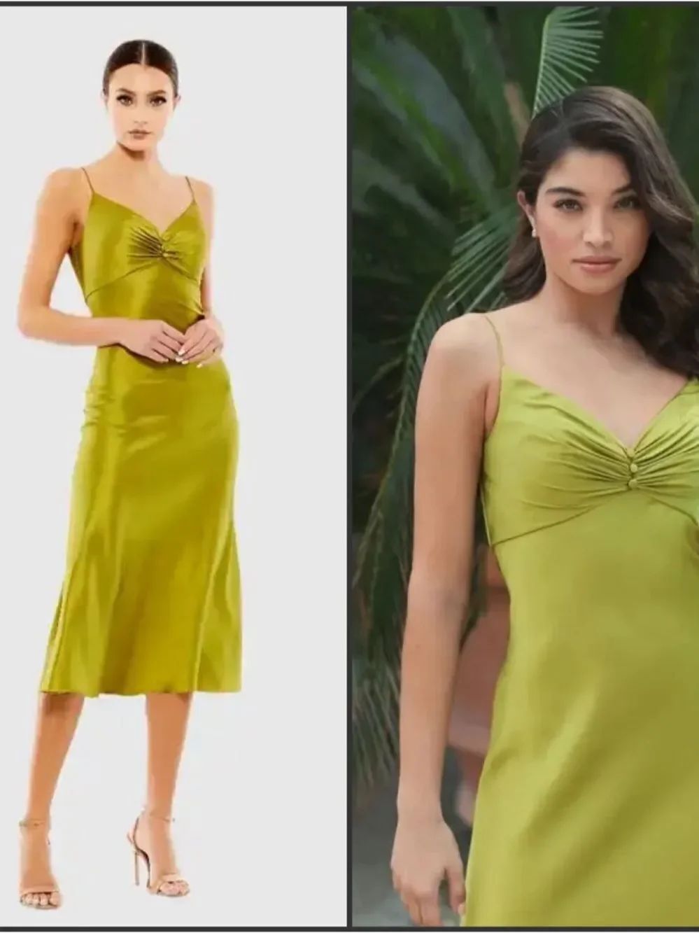 NWT Mac Duggal 70167 Green Satin Slip Dress Size 8